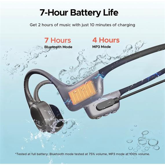 Doogee BoneBeat Swim Auricular de Conducción Osea BT y MP3 para Nadar Gris Claro