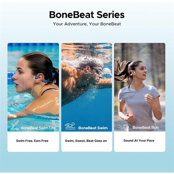Doogee BoneBeat Swim Auricular de Conducción Osea BT y MP3 para Nadar Gris Claro