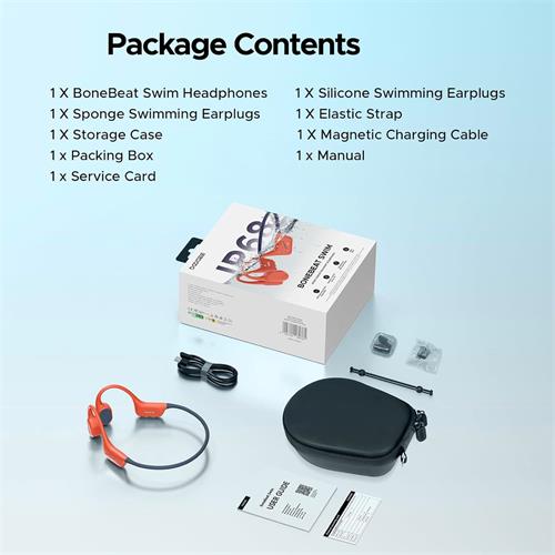 Doogee BoneBeat Swim Auricular de Conducción Osea BT y MP3 para Nadar Rojo