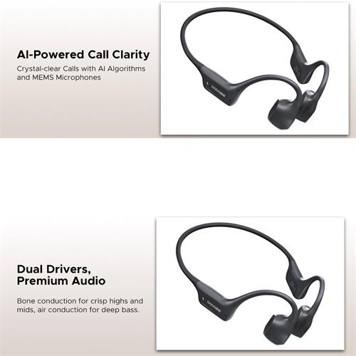 Doogee BoneAir Swim Auricular de Conducción Osea y Aerea BT y MP3 para Nadar Gris Oscuro