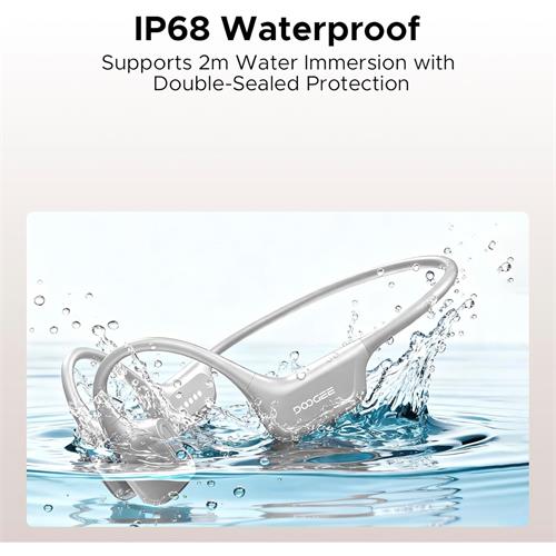 Doogee BoneAir Swim Auricular de Conducción Osea y Aerea BT y MP3 para Nadar Gris Claro