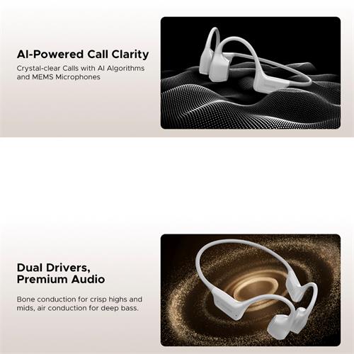 Doogee BoneAir Swim Auricular de Conducción Osea y Aerea BT y MP3 para Nadar Gris Claro