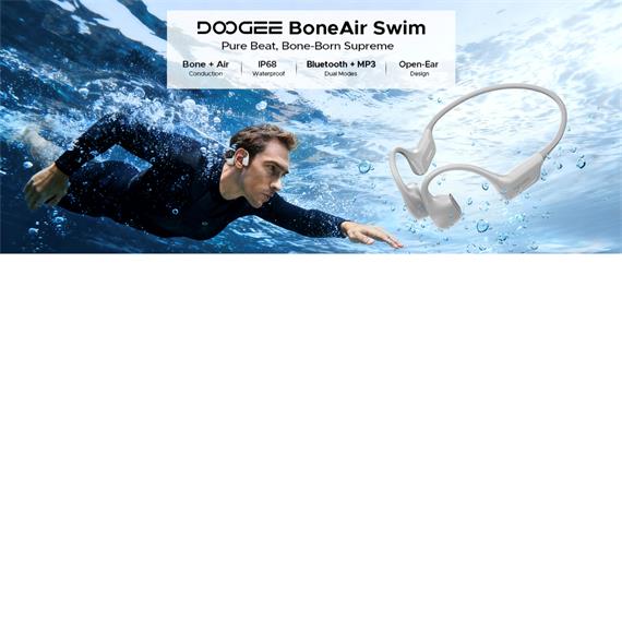 Doogee BoneAir Swim Auricular de Conducción Osea y Aerea BT y MP3 para Nadar Gris Claro