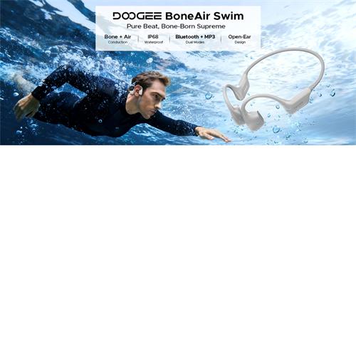 Doogee BoneAir Swim Auricular de Conducción Osea y Aerea BT y MP3 para Nadar Gris Claro