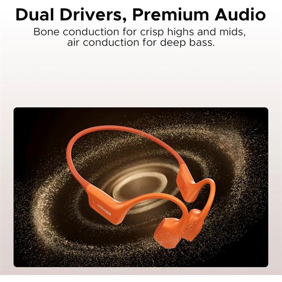 Doogee BoneAir Swim Auricular de Conducción Osea y Aerea BT y MP3 para Nadar Naranja
