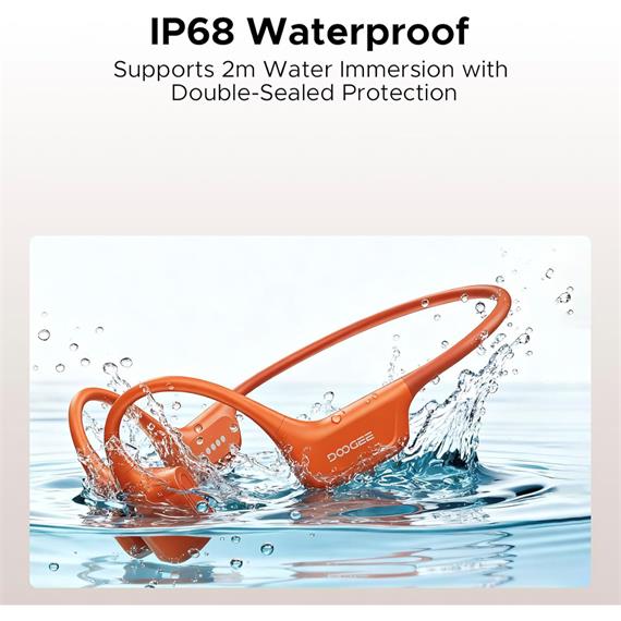 Doogee BoneAir Swim Auricular de Conducción Osea y Aerea BT y MP3 para Nadar Naranja