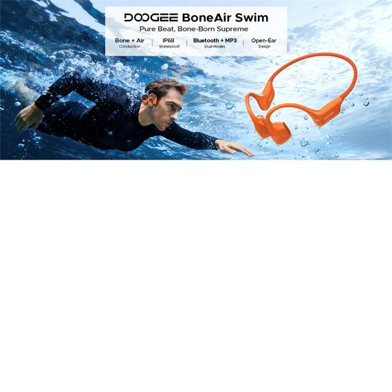 Doogee BoneAir Swim Auricular de Conducción Osea y Aerea BT y MP3 para Nadar Naranja