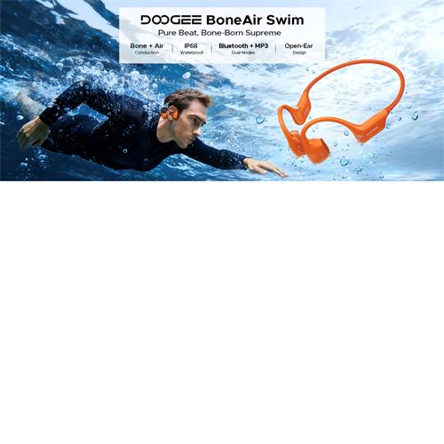 Doogee BoneAir Swim Auricular de Conducción Osea y Aerea BT y MP3 para Nadar Naranja