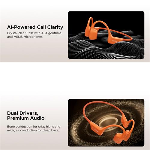 Doogee BoneAir Swim Auricular de Conducción Osea y Aerea BT y MP3 para Nadar Naranja