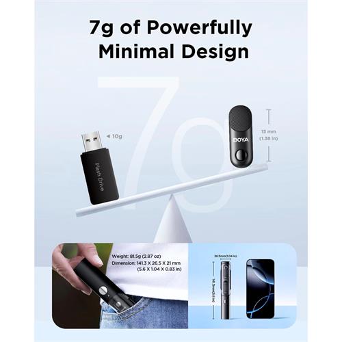 BOYA Magic-05 Micrófono Solapa Inalámbrico USB-C con 4 modos de Uso