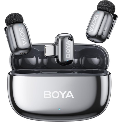 BOYA Mini 2-02 Kit 2 Micrófonos Solapa Inalámbricos con Receptor USB-C