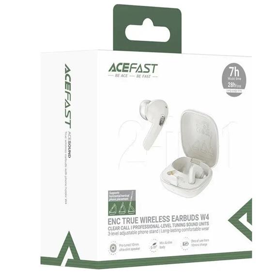 Acefast W4 Auricular Bluetooth con Noise Cancel y Estuche Soporte Beige