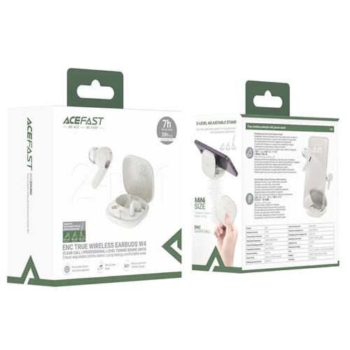 Acefast W4 Auricular Bluetooth con Noise Cancel y Estuche Soporte Beige