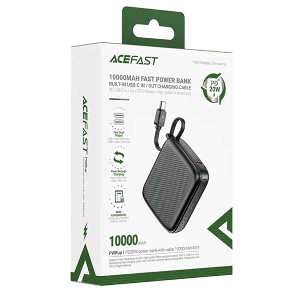 Powerbank 10.000mAh Acefast M15-10000 PD20W Con Cable USB-C Integrado