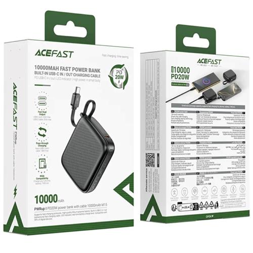 Powerbank 10.000mAh Acefast M15-10000 PD20W Con Cable USB-C Integrado
