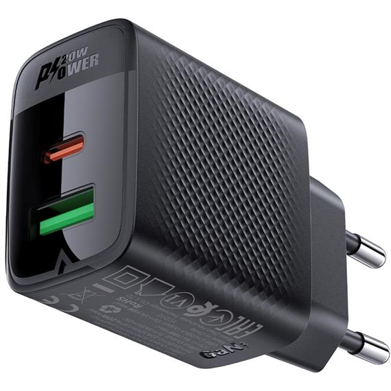 Cargador USB y USB-C Acefast A78 PD20W GaN Negro