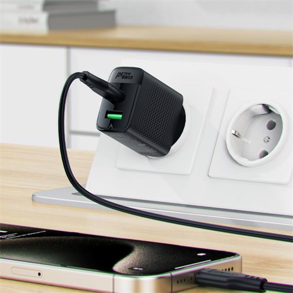 Cargador USB y USB-C Acefast A78 PD20W GaN Negro