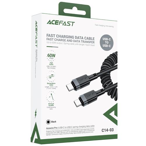 Cable USB-C a USB-C Acefast C14-03 60W Elástico Rizado Resistente