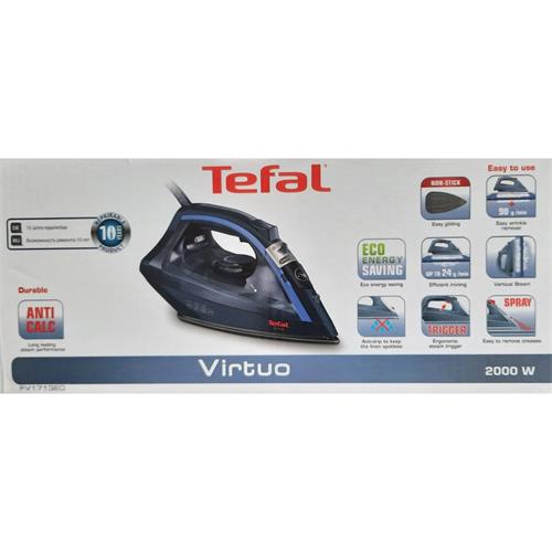 Tefal Virtuo FV1713 Plancha Vapor 2000W 90g Azul y Negra