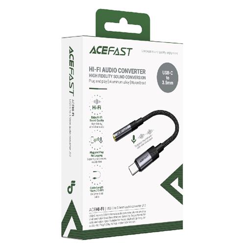 Acefast J12 Adaptador USB-C a Jack 3.5mm hembra Negro