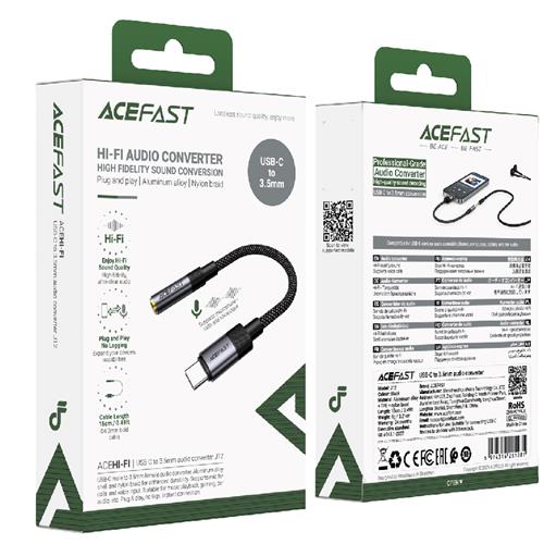 Acefast J12 Adaptador USB-C a Jack 3.5mm hembra Negro