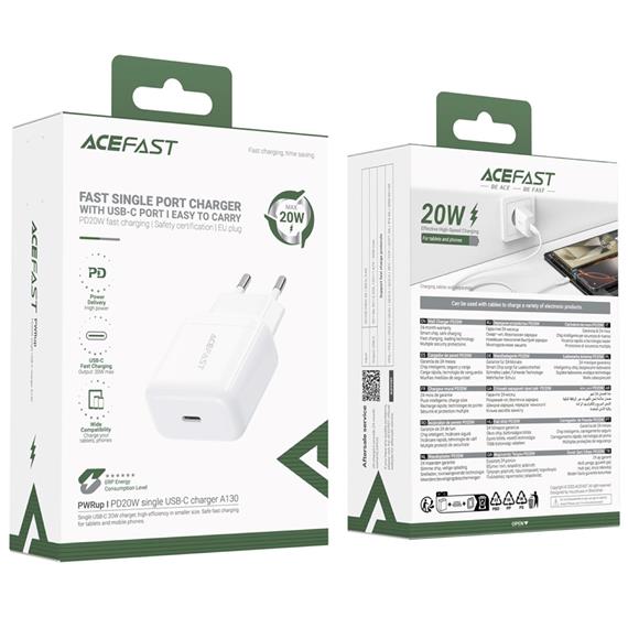 Cargador USB-C 20W Acefast A130 Blanco