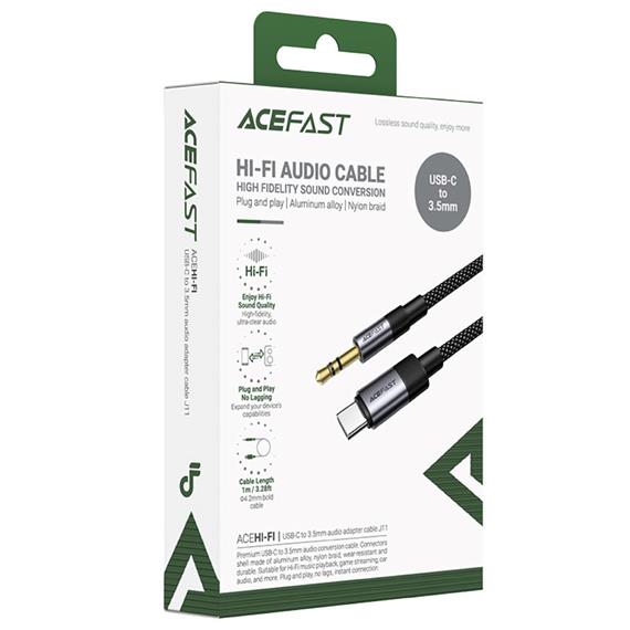 Acefast J11 Adaptador USB-C a Jack 3.5mm Macho Negro
