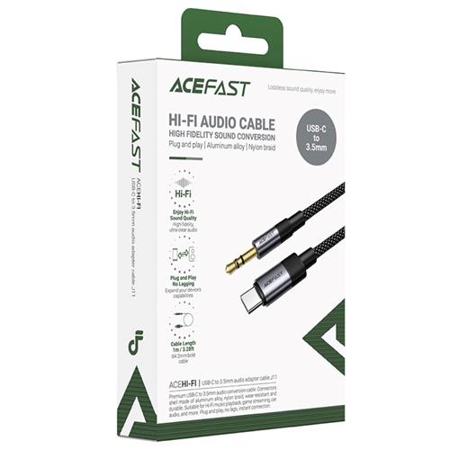 Acefast J11 Adaptador USB-C a Jack 3.5mm Macho Negro