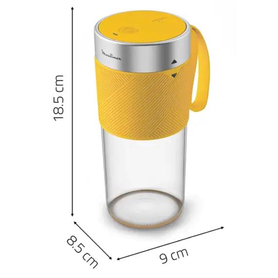 Moulinex LM1C0210 Batidora Portátil Recargable con Vaso 300 ml Amarilla