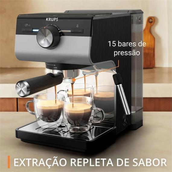 Krups XP384E10 Cafetera Espresso Semi Automática 15 Bar con Espumador