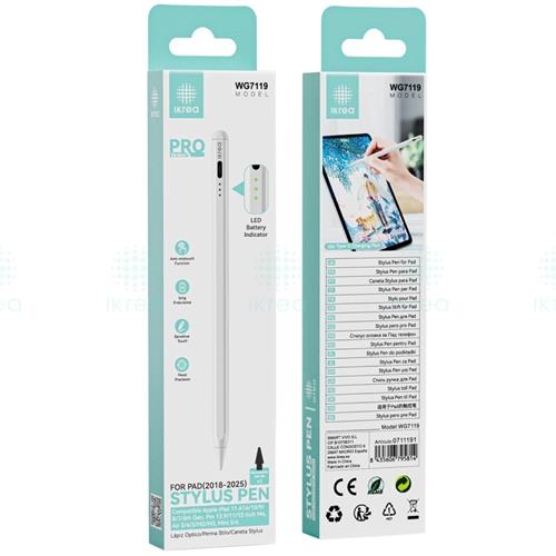 Ikrea WG7119 Lápiz Óptico con Indicador de Batería para Ipad 2018-2025 USB-C