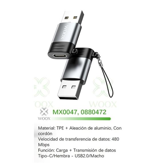 Adaptador USB-C a USB-A 2.0  Woox MX0047