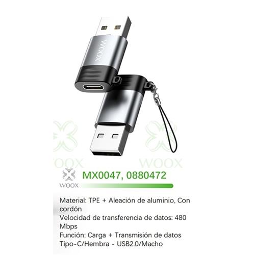 Adaptador USB-C a USB-A 2.0  Woox MX0047