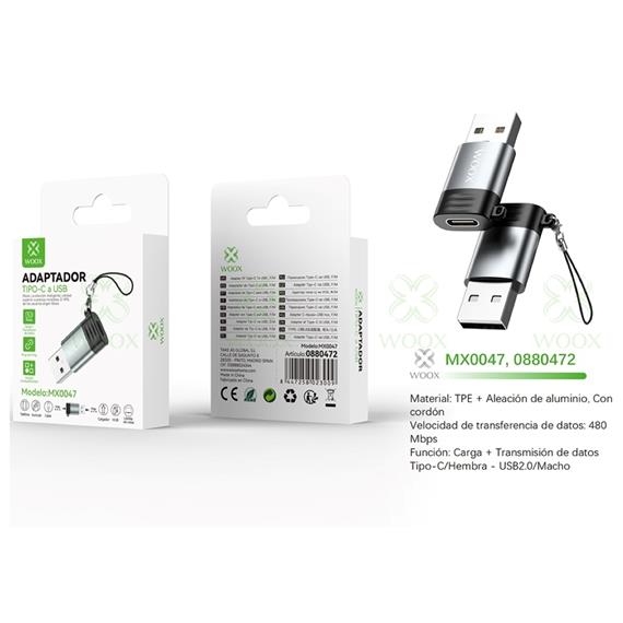 Adaptador USB-C a USB-A 2.0  Woox MX0047