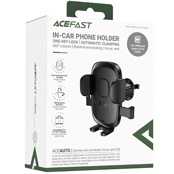 Acefast D56 Soporte para Móviles con Ajuste en Rejilla de Aire Negro