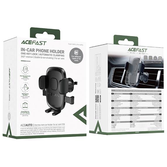 Acefast D56 Soporte para Móviles con Ajuste en Rejilla de Aire Negro
