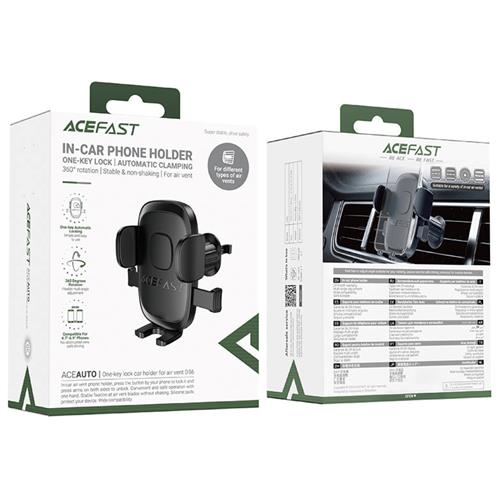 Acefast D56 Soporte para Móviles con Ajuste en Rejilla de Aire Negro