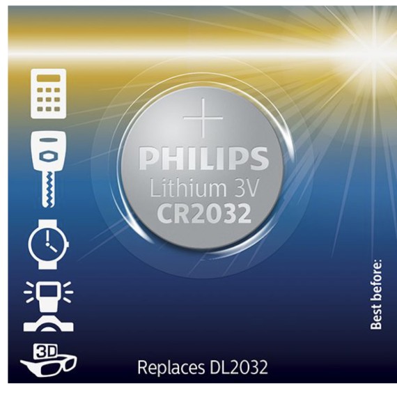 Philips Pila CR2032/01B 3V Lithium 1 PC
