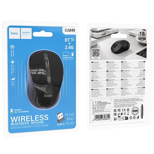 Hoco GM41 Ratón Bluetooth y 2.4G Negro Negro