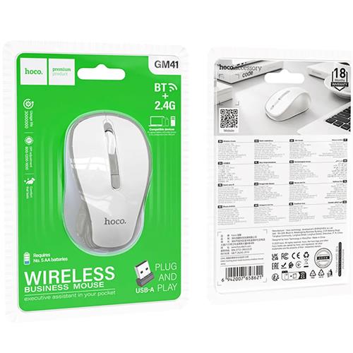 Hoco GM41 Ratón Bluetooth y 2.4G Blanco