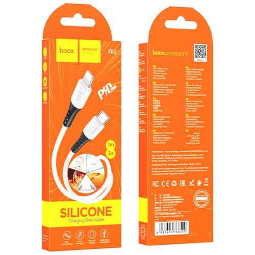 Cable USB-C a Lightning 1 metro 3Amp Hoco X82 Silicona Blanco