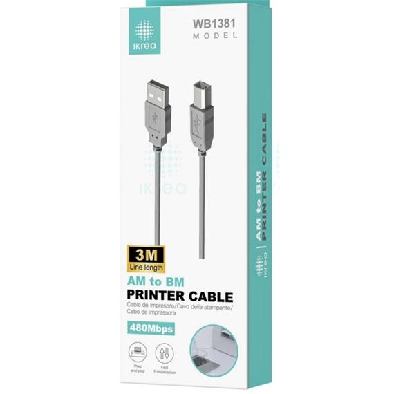 Ikrea WB1381 Cable de Impresora USB 2.0 3 Metros