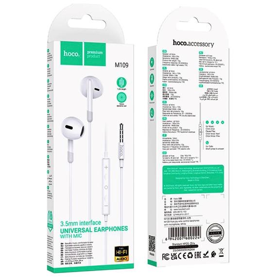 Hoco M109 Auricular con Micrófono y Clavija 3.5mm Blanco