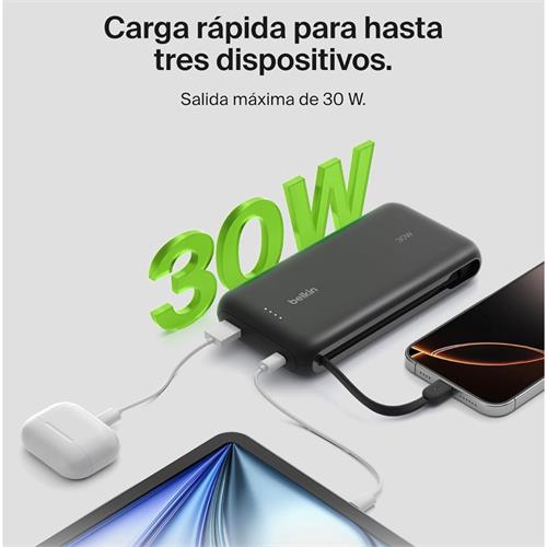 Powerbank Belkin 20.000 mAh Cable Integrado USB-C 30W Negro (BPB24HQBK)