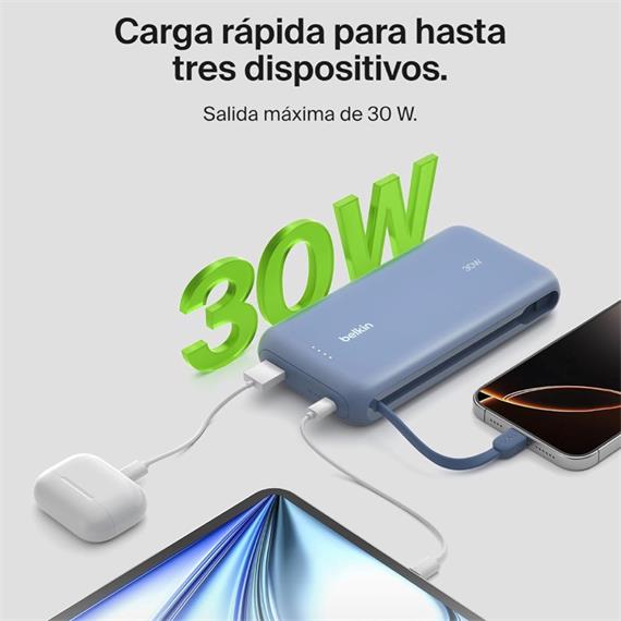 Powerbank Belkin 20.000 mAh Cable Integrado USB-C 30W Azul (BPB024HQBL)