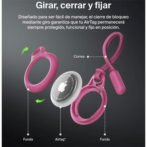 Belkin LLavero para Apple Air Tag Rosa con Correa (F8W974BTPNK)