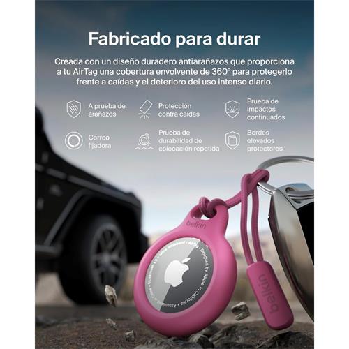 Belkin LLavero para Apple Air Tag Rosa con Correa (F8W974BTPNK)