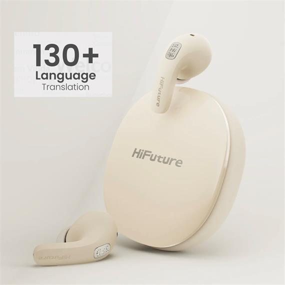 HiFuture FlyBuds4 AI Auricular Bluetooth con Tradución Simultanea de 130 idiomas Latte
