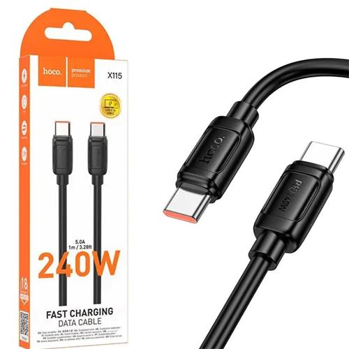 Cable USB-C a USB-C 240W 1 metro Reforzado Hoco X115 Negro