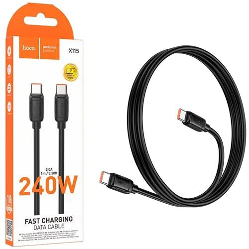 Cable USB-C a USB-C 240W 1 metro Reforzado Hoco X115 Negro